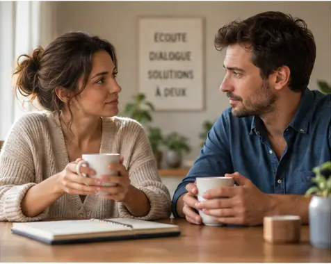 Couple renouant un dialogue plus apaisé après des disputes répétitives